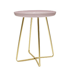 The Home Deco Factory Table d'appoint en métal design Glossy - Diam. 40 x H. 48 cm - Rose pastel pas cher