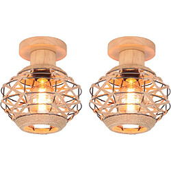 Stoex 2PCS-Plafonnier Vintage , E27 Lampe De Plafond Rétro, Abat-Jour Cage En Ficelle Métallique Ø20CM,Pour Salon Salle Chambre