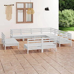 Maison Chic Salon de jardin 11 pcs - Table et chaises d'extérieur - Mobilier/Meubles de jardin Moderne Bois de pin massif Blanc -MN71036