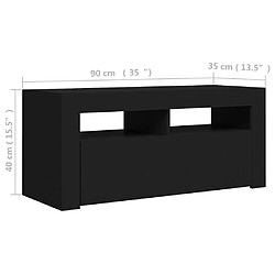 vidaXL Meuble TV avec lumières LED noir 90x35x40 cm pas cher