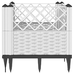 Avis vidaXL Jardinière avec piquets blanc 43,5x43,5x43,5 cm PP