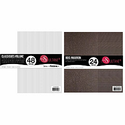 Sultane A 72 papiers Scrapbooking Blanc + texturé Bois Marron