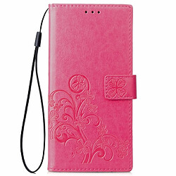 Wewoo Coque Housse en Cuir Motif Fleurs Lucky Clover Pressé pour OPPO A5, avec Porte-Fentes & Porte-Cartes & Portefeuille & Dragonne Magenta