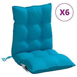 vidaXL Coussins de chaise à dossier bas lot de 6 bleu clair