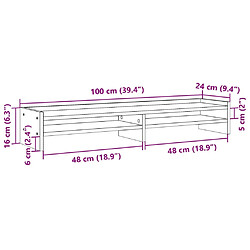 vidaXL Support de moniteur blanc 100x24x16 cm bois d'ingénierie pas cher