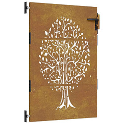 vidaXL Portail de jardin 85x125 cm acier corten conception de l'arbre