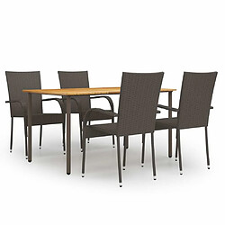 Salle à manger de jardin 5 pcs,Table et chaise à dîner Résine tressée Marron -MN36723