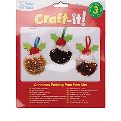 Baker Ross Kits de décorations Pudding de Noël en Pompon (Paquet de 3) - Loisirs créatifs festifs pour Enfants Coloris Assortis AT207