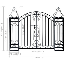 vidaXL Portillon ornemental de jardin Fer forgé 122x20,5x100 cm pas cher