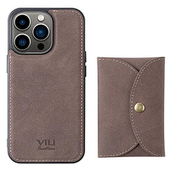 Coque en TPU + PU VILI détachable 2-en-1, magnétique avec porte-carte marron pour votre iPhone 13 Pro 6.1 pouces