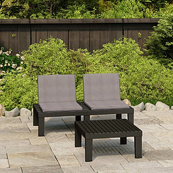 Maison Chic Salon de jardin 2 pcs avec coussins - Table et chaises d'extérieur - Mobilier/Meubles de jardin Moderne Plastique Gris -MN35838