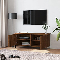 Avis Maison Chic Meuble TV scandinave - Banc TV pour salon avec portes chêne marron 102x35x45 cm bois ingénierie -MN18758