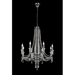 Avis Luminaire Center Chandelier sans abats jours Armand Chrome poli 8 ampoules 115,5cm