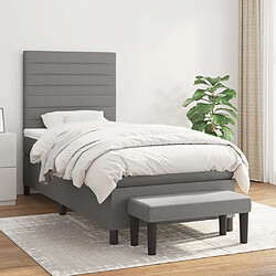 Maison Chic Lit Adulte - Lit simple Lit à sommier tapissier et matelas moelleux - Meuble de Chambre - Gris foncé 90x190 cm Tissu -MN87754