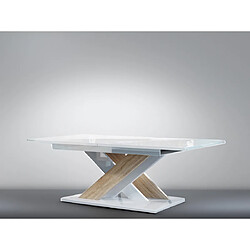 Avis Bestmobilier Buriti - table à manger extensible - blanc et chêne clair - 4 à 6 personnes