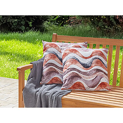 Beliani Lot de 2 coussins SEBORGA 45 x 45 cm Abstrait Marron