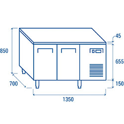 COOLHEAD Table Réfrigérée Positive Profondeur 700 - 2 Portes GN 1/1 - Cool Head