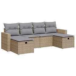 vidaXL Salon de jardin avec coussins 6 pcs beige résine tressée