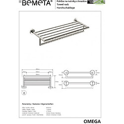 Acheter Bemeta - Maison De La Tendance Etagère, tablette avec porte-serviettes OMEGA en chrome 65,5x12x21,5cm