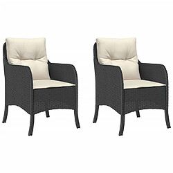 vidaXL Chaises de jardin avec coussins lot de 2 noir résine tressée