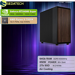 Sedatech Workstation Premium • AMD Ryzen 9 7900X • RTX4080 Super • 64Go DDR5 • 2To SSD M.2 • sans OS