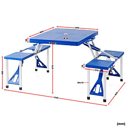 Helloshop26 Ensemble table tabourets de camping aluminium meuble pliant 133 cm jardin oudoor 16_0002495 pas cher