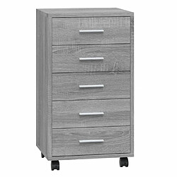 vidaXL Armoire à tiroirs avec roulettes Sonoma gris Bois d'ingénierie