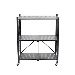 Avis Decoshop26 Etagère sur pieds multifonctionnelle pliable 3 niveaux de rangement en acier noir 89x71x36 cm 04_0006780