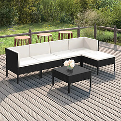 vidaXL Salon de jardin 6 pcs avec coussins résine tressée noir