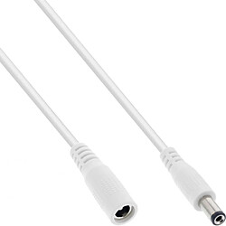 InLine DC Verlängerungskabel - DC Stecker/Buchse 5,5x2,1mm - AWG 18 - weiß 0,5m (26955E)