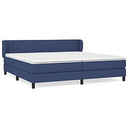 vidaXL Sommier à lattes de lit avec matelas Bleu 200x200 cm Tissu