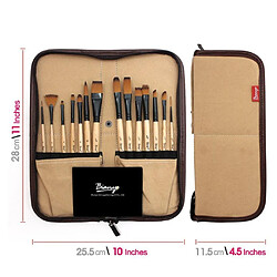 Acheter 14 pièces / set nylon peinture brosse à cheveux ensemble avec sac de rangement en toile beige