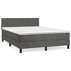 Maison Chic Lit Adulte - Lit simple Lit à sommier tapissier et matelas moelleux - Meuble de Chambre - Gris foncé 140x200cm Velours -MN49253