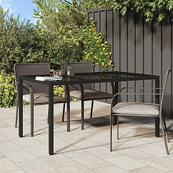 vidaXL Table de jardin 150x90x75cm Verre trempé et résine tressée Noir