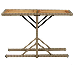 vidaXL Table de jardin Beige Bois massif d'acacia et poly rotin