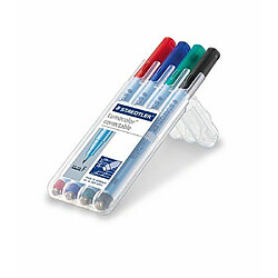 Promark Staedtler Lumocolor Correctable, Feutres non-permanents à pointe moyenne effaçables à sec, Étui chevalet avec 4 feutres assortis, 305M WP4-1