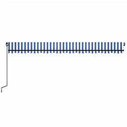 Avis vidaXL Auvent manuel rétractable avec LED 600x350 cm Bleu et blanc