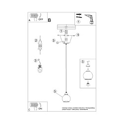 Luminaire Center Suspension Alino Acier,Verre Noir pas cher