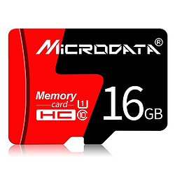 Wewoo Carte Micro SD mémoire MICRODATA 16 Go U1 rouge et noire TF SD