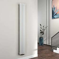 EMKE Radiateur à Eau Chaude, Radiateur Ovale Connexion Centrale, Montage Mural Vertical Design, Blanc 180x24cm 483W Seule Couche