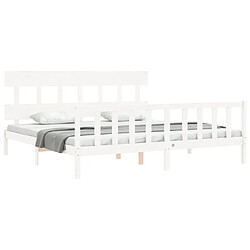 Acheter Maison Chic Lit Super King - Cadre de lit avec tête de lit blanc bois massif -MN87601