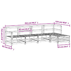 vidaXL Salon de jardin 5 pcs blanc bois massif de pin pas cher