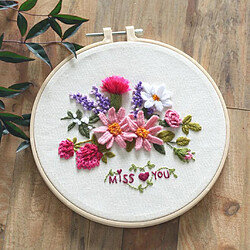 3pcs/ Kit de Démarrage de Broderie avec Motif de Fleurs , DIY Point de Croix Broderie Starter kit,Embroidery Starter Kit pour Adultes Débutant