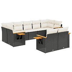 Maison Chic Ensemble Tables et chaises d'extérieur 9 pcs avec coussins,Salon de jardin noir résine tressée -GKD807828