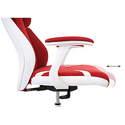 Acheter Decoshop26 Fauteuil de bureau pivotant mécanisme à bascule dossier accoudoirs en tissu + PVC rouge/blanc 04_0006206