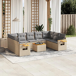 Maison Chic Salon de jardin avec coussins 10 pcs, Ensemble Tables et chaises de jardin, beige résine tressée -GKD669139