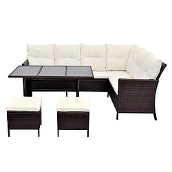 Avis Maison Chic Salon de jardin 4 pcs avec coussins | Ensemble de Table et chaises | Mobilier d'Extérieur Résine tressée Marron -GKD65211