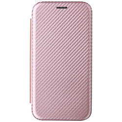 Coque en TPU + PU texture en fibre de carbone avec support et porte-carte or rose pour votre Motorola Moto G71 5G