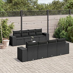 Maison Chic Salon de jardin 9 pcs avec coussins | Ensemble de Table et chaises | Mobilier d'Extérieur noir résine tressée -GKD88870