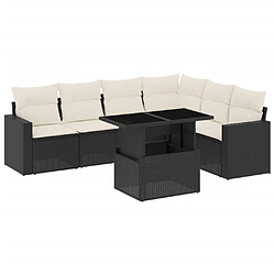 vidaXL Salon de jardin 7 pcs avec coussins noir résine tressée